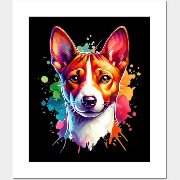 Watercolor Basenji Dog Wall Art by The Jumping Cart